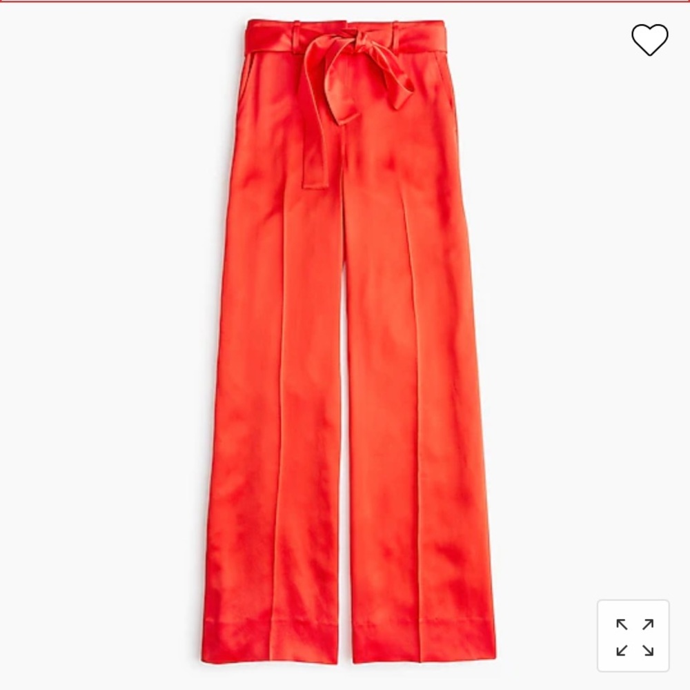 J Crew Full-Length Wide-Leg Satin Crepe Pant